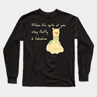 Lispe Alpaca Llama Vicuna Stay Fluffy & Fabulous Seated Long Sleeve T-Shirt